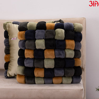green bubble velvet cushion