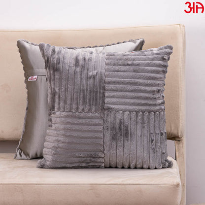 grey fur square cushion