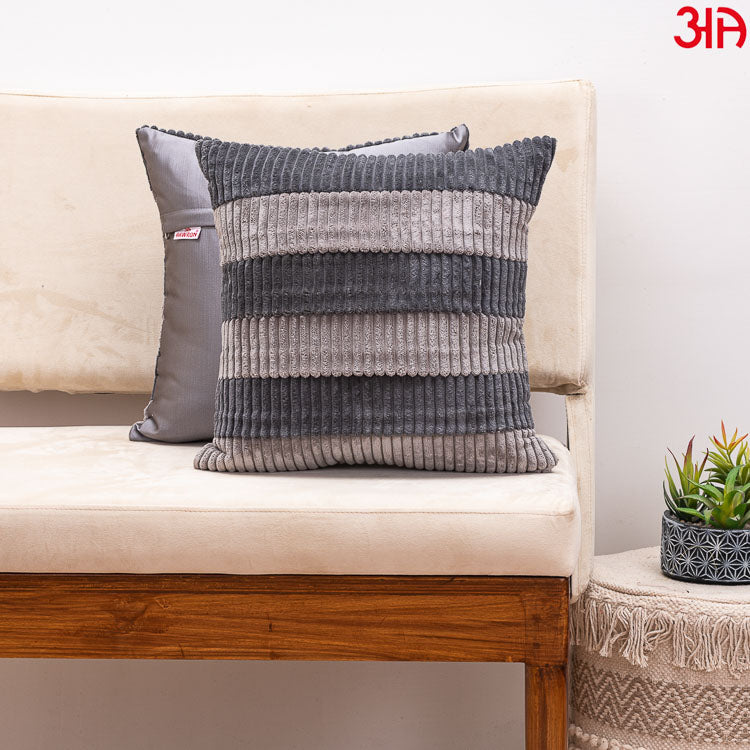 Grey Fur Stripe Cushion2