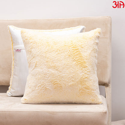 brown fur cushion cover yellow