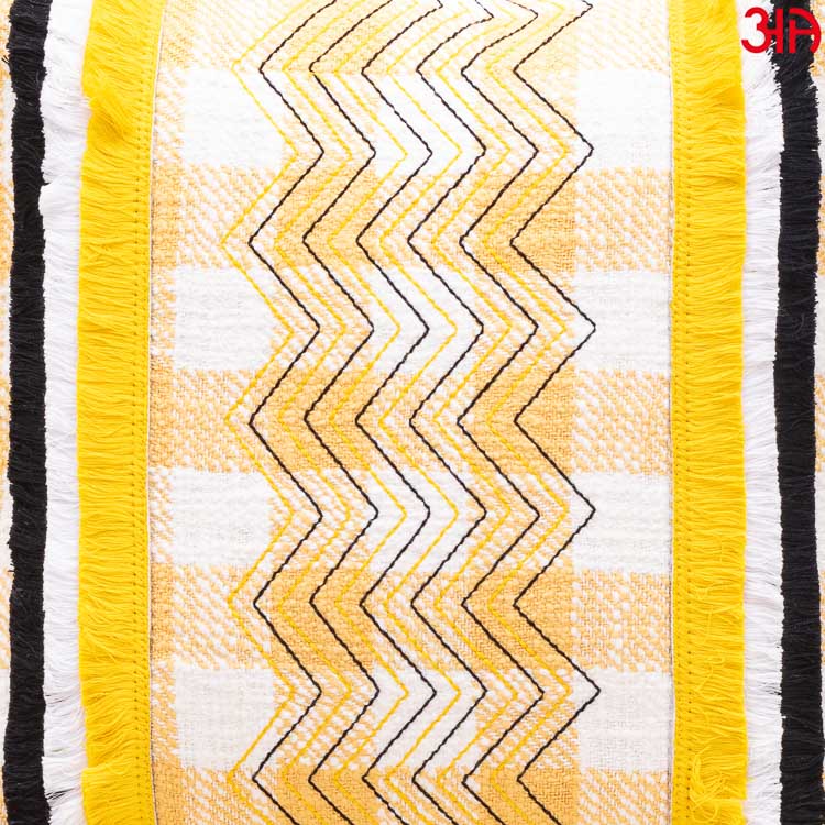 Handwoven Check Fringed Cushion Cover3